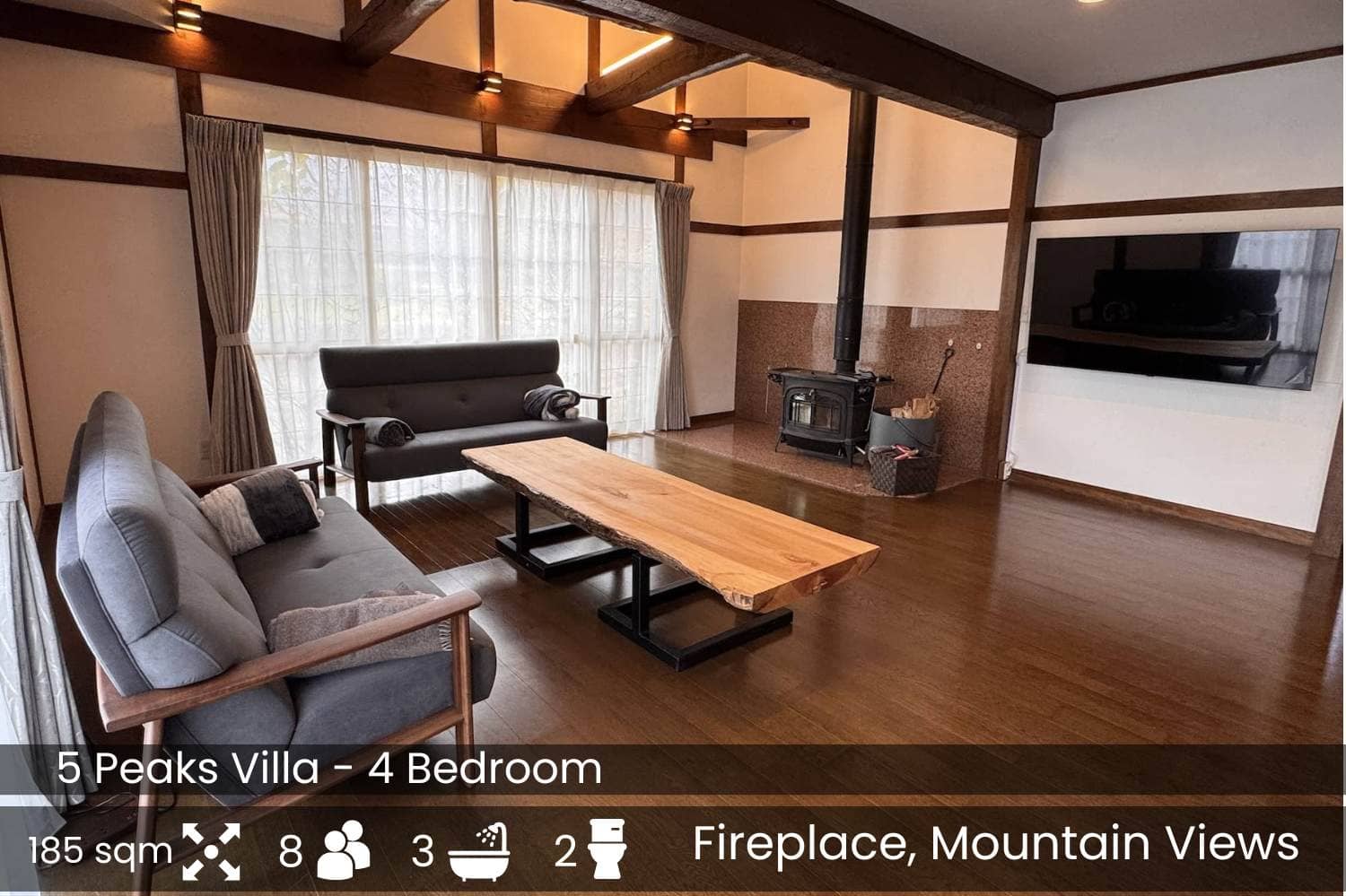 5 Peaks Villa - Hakuba Accommodation - Living Room
